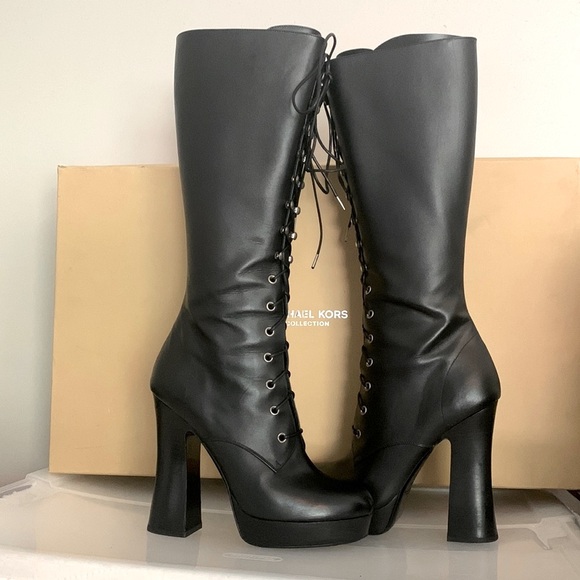 Michael Kors Collection Deandra Calf Leather Platform Boot - Picture 6 of 16